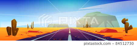 Road in desert scenery landscape with rocks 84512730