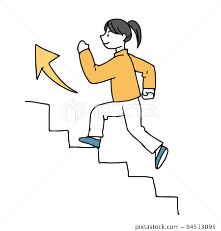 Illustration of a woman stepping up Illustration of a woman stepping up 84513095