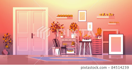 greenhouse potted plants on shelves gardening concept living room interior horizontal 84514239