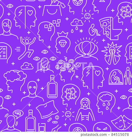 Mental illness seamless pattern in line style Mental illness seamless pattern in line style 84515078