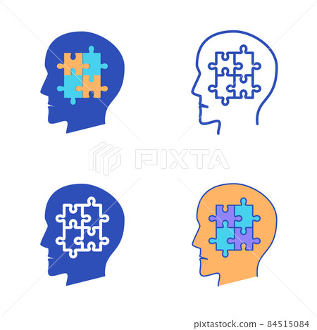 Autism spectrum icon set in flat and line style 84515084