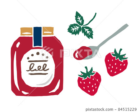 草莓果醬復古可愛插畫 草莓果醬復古可愛插畫 84515229