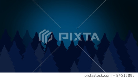 Digital composite image of silhouette evergreen treetops against blue background with copy space Digital composite image of silhouette evergreen treetops against blue background with copy space 84515893