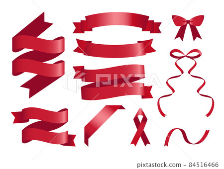Ribbon set red gradation - Stock Illustration [84516466] - PIXTA