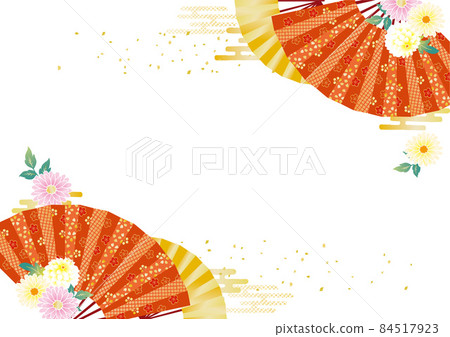 New Year's gorgeous fan background illustration New Year's gorgeous fan background illustration 84517923