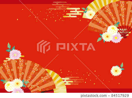 New Year's gorgeous fan background illustration New Year's gorgeous fan background illustration 84517929
