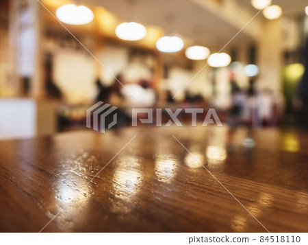 Table top wooden counter Bar restaurant Interior Blur background Table top wooden counter Bar restaurant Interior Blur background 84518110