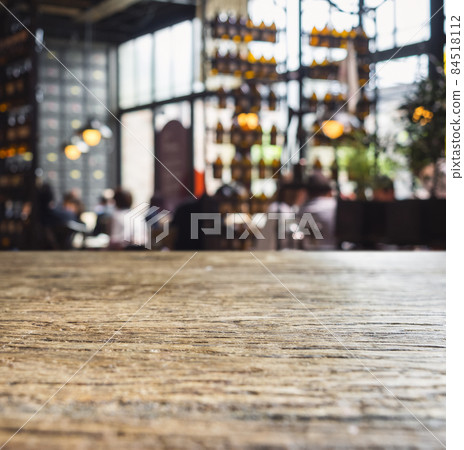 Table top counter Bar Cafe restaurant Interior with people background Table top counter Bar Cafe restaurant Interior with people background 84518112