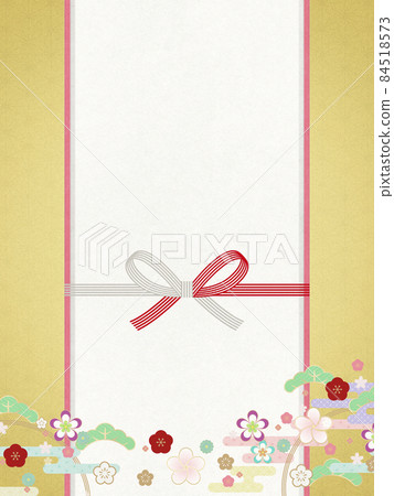Background material that feels the texture of Japanese paper Flower pattern New Year Mizuhiki [4: 3] 84518573
