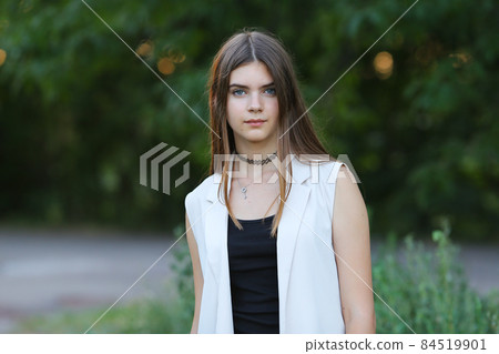 young girl on nature shows emotions 84519901