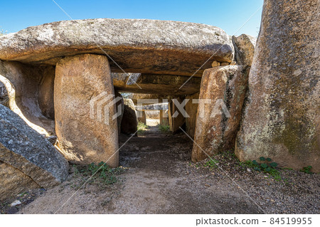 Dolmen of Lacara, funeral chamber near La Nava de Santiago, Extremadura. Spain 84519955