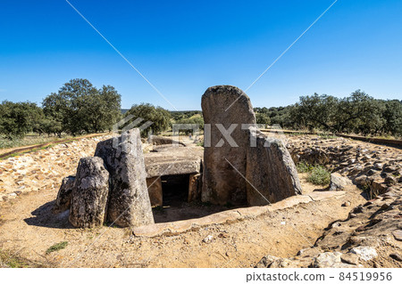 Dolmen of Lacara, funeral chamber near La Nava de Santiago, Extremadura. Spain 84519956
