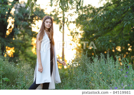 young girl on nature shows emotions young girl on nature shows emotions 84519981