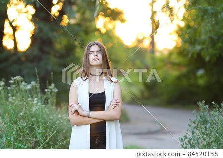 young girl on nature shows emotions young girl on nature shows emotions 84520138