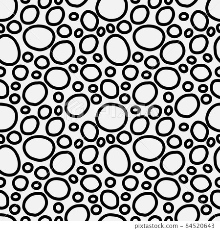 Abstract hand drawn seamless pattern, black and white circle texture. 84520643