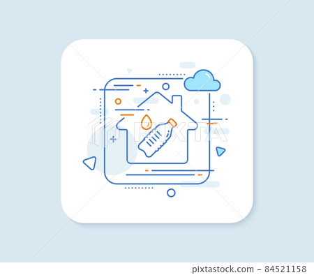 Water bottle line icon. Abstract vector button. Clean aqua drink sign. Liquid symbol. Water bottle line icon. Home concept badge. Vector Water bottle line icon. Abstract vector button. Clean aqua drink sign. Liquid symbol. Water bottle line icon. Home concept badge. Vector 84521158
