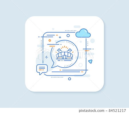 Sports arena line icon. Abstract square vector button. Stadium with flags sign. Sport complex symbol. Sports arena line icon. Speech bubble concept. Vector Sports arena line icon. Abstract square vector button. Stadium with flags sign. Sport complex symbol. Sports arena line icon. Speech bubble concept. Vector 84521217