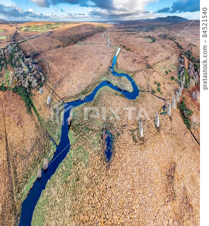 Aerial view of the Owencarrow Railway Viaduct by Creeslough in County Donegal - Ireland 84521540