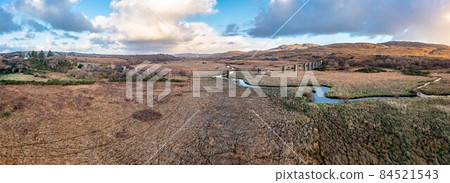 Aerial view of the Owencarrow Railway Viaduct by Creeslough in County Donegal - Ireland 84521543