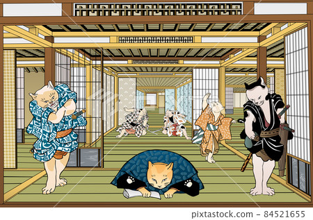Ukiyo-e Japanese-style room 1 & cat 2 Ukiyo-e Japanese-style room 1 & cat 2 84521655