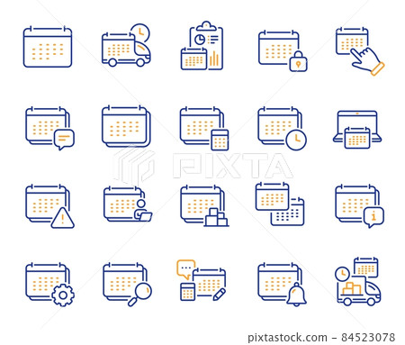 Calendar Line Icons. Schedule Appointment,... - Stock Illustration ...