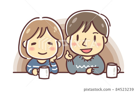 男人和女人笑著說話的插圖,夫妻,夫妻,家庭 男人和女人笑著說話的插圖,夫妻,夫妻,家庭 84523239