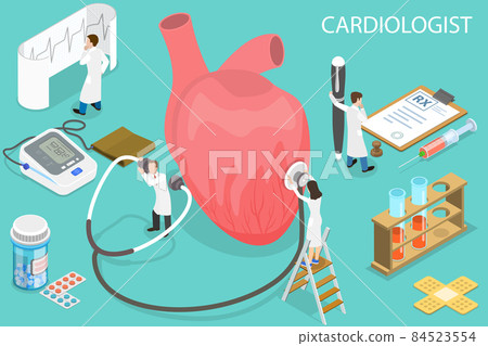 3D Isometric Flat Vector Conceptual Illustration of Cardiologist. 3D Isometric Flat Vector Conceptual Illustration of Cardiologist. 84523554
