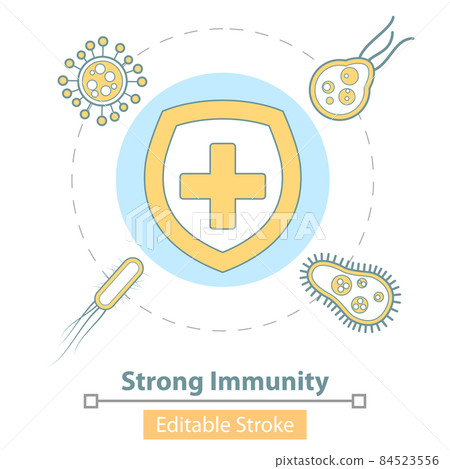 Vector Icon of Strong Immune System, Protection Against Virus Germs. Vector Icon of Strong Immune System, Protection Against Virus Germs. 84523556