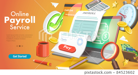 3D Isometric Vector Conceptual Illustration of Payroll or Salary Payment. 84523602