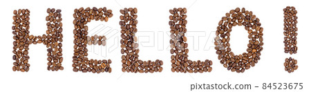 Hello inscription made of coffee beans 84523675