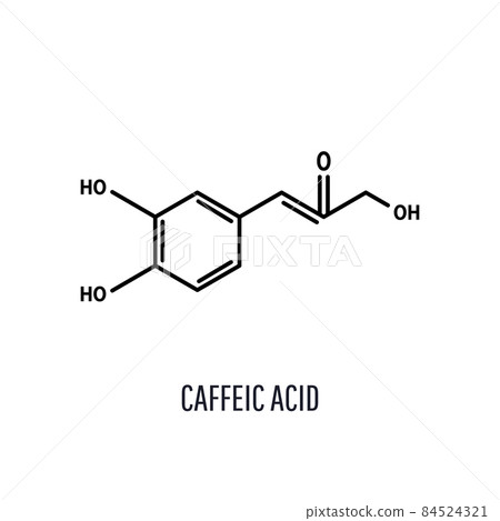 Caffeic acid, C9H8O4 molecular structure. Skeletal chemical formula on white background, vector illustration Caffeic acid, C9H8O4 molecular structure. Skeletal chemical formula on white background, vector illustration 84524321