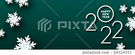 White 2022 happy new year elegan background with winter snowflake design elements. Vector Illustration 84524351