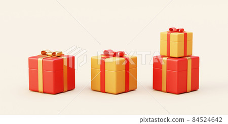 3d gift boxes wrapped with ribbon 84524642