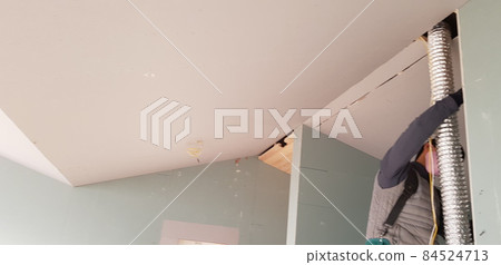 Construction. Woodwork. Construction site. Interior decoration. New construction. 84524713