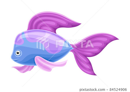 Marine tropical fish. Beautiful blue and purple exotic fish vector illustration 84524906