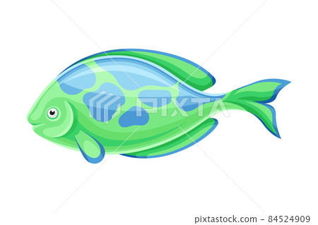 Beautiful turquoise exotic fish vector illustration on white background 84524909