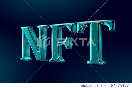 3D NFT Non Fungible unique cryptocurrency. Blockchain art crypto security code.Data stored digital photo object certificate ownership.Technology vector illustration 84525377