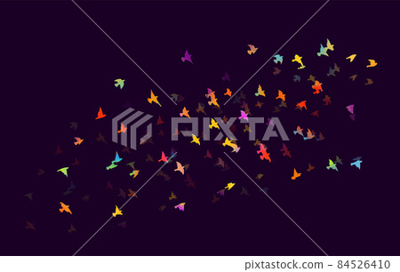 Colorful flying birds in the sky. on a black background . Vector illustration 84526410