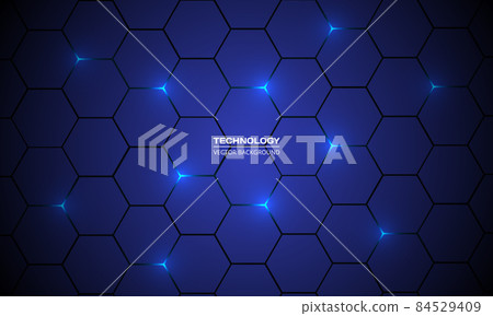 Dark blue hexagon technology futuristic abstract modern background, blue honeycomb texture grid. 84529409