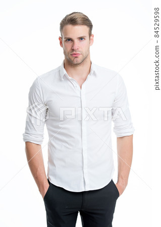 Guy handsome office worker. Working formal dress code. 84529598