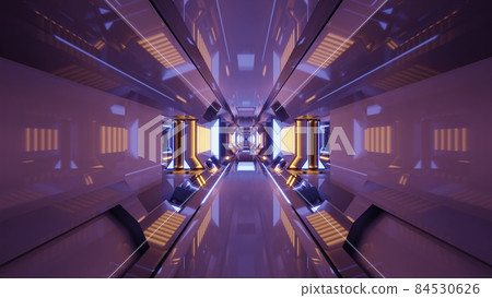 3d illustration with reflection of lights in 4K UHD tunnel 84530626