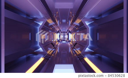 Moving futuristic tunnel with lights on 3d illustration in 4K UHD Moving futuristic tunnel with lights on 3d illustration in 4K UHD 84530628