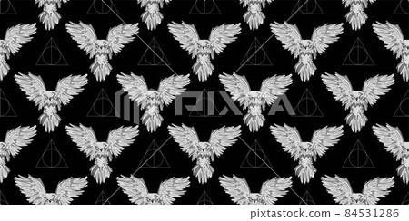 Fantasy Harry Potter, great design for any purpose. Magic seamless pattern. Magic and witchcraft. Hogwarts 84531286