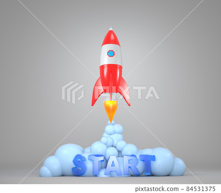 Startup concept with rocket flying out - Stock Illustration [84531375 ...