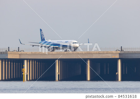 Scenery of Haneda Airport, taxiing passenger plane, ANA Scenery of Haneda Airport, taxiing passenger plane, ANA 84531618