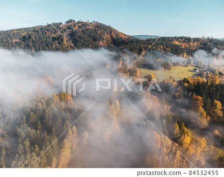 Colorful autumn forested mountain landscape Colorful autumn forested mountain landscape 84532455