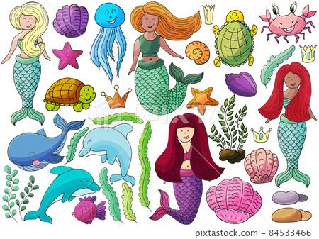 Set of illustrations on the marine theme 84533466