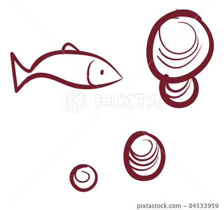 Fish and water bubbles in hand drawn sketch style 84533959
