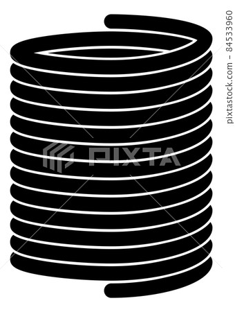 Cylindrical metal spring. Compressed steel coil cable 84533960