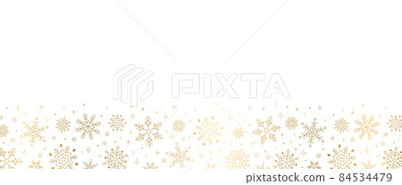 Frame decorated with snowflakes Banner size Winter design template Gold illustration and white background Frame decorated with snowflakes Banner size Winter design template Gold illustration and white background 84534479